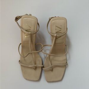 Zara Women's Beige Strappy Heels Size 6